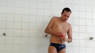 Having a nice shower after my swim