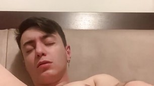 Horny twink fucking ass with hairbrush
