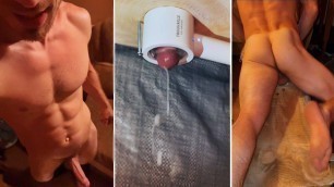 Huge Orgasm on the Milking Table! Man's MOANS! I'm out of sperm!