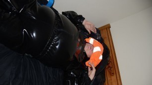Jun 15 2022 - Rubber Boy in RUBBER Has fun with my sweaty shirt in some light bondage