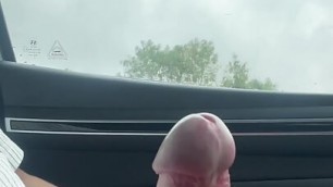 Car cruising, showing my dick for the truck driver