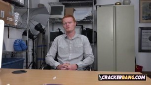 Watch how this Red Hair jock get fucked in doggystyle by Gay stud at the office.