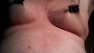 Nipple Clamps Pulling and Stretching my Tits
