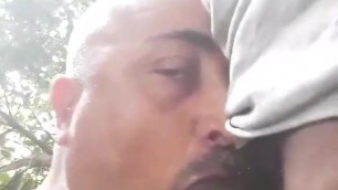 Italian daddy sucking big black cock