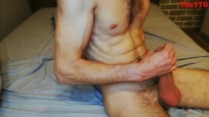 Jerking off my big cock fast and hard