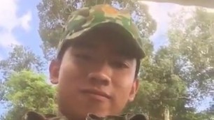 cute asian young military shows his cut dick on cam (18'')