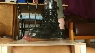 Sensual male cock stomping with extreme boots