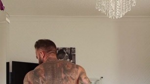 OF - Gareth Hulin tattooed muscle bodybuilder showing off