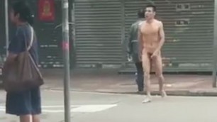 Hong Kong naked man walking on the street