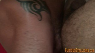 Bearded dude rides huge cock