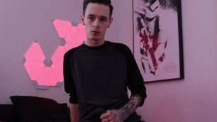 Young Tattooed Boy Jerks Off and Cumsgay