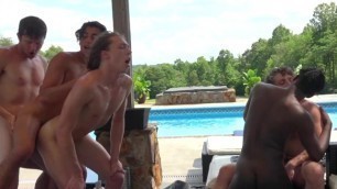 7 Big Dick Gays Have a Huge Orgy by the Poolsidegay