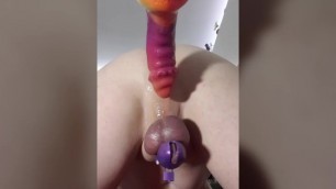 Spocks Cock Dildo Makes Me Cum in My Chastity Cagegay