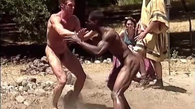 Muscular Athletes Wrestle Naked in Ancient Greek Gamesgay