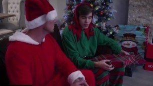 Dad Creep - Cute Boy in Elf Onesie Gets His Tight Asshole Stretched by His Stepdad in Santa Costumegay
