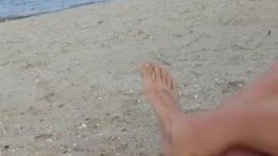HE CUMS AT THE BEACH