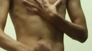 Taiwan young man play glans and cum